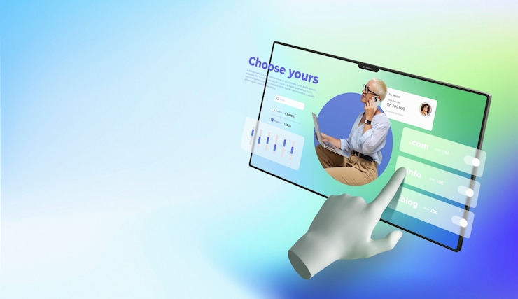 Kostenlose Foto 3d-rendering auf website-hosting-konzept