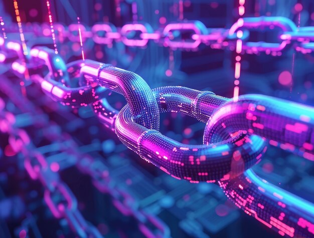 3D-Rendering der Blockchain-Technologie