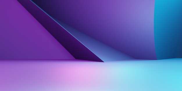3d-rendering des lila und blauen abstrakten geometrischen hintergrunds szene für die werbungproduktanzeige