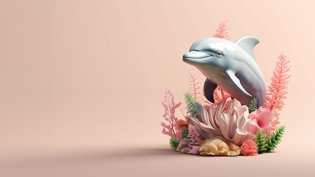 3D-Rendering einer Delfinskulptur