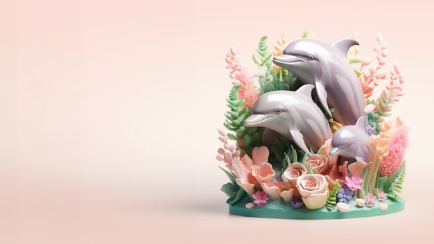 3D-Rendering einer Delfinskulptur