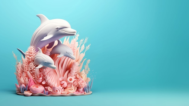 Kostenloses Foto 3d-rendering einer delfinskulptur