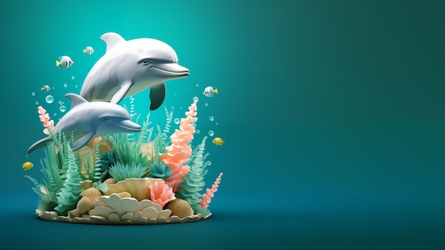 3D-Rendering einer Delfinskulptur