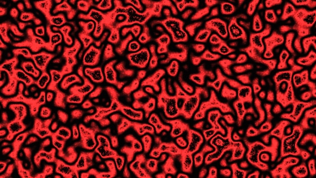3d-rendering einer kurzen ebene einer biskuitmasse verformter zellen, die sich in roter farbe verbinden und verformen, wodurch ein abstrakter hintergrund einzelliger lebewesen entsteht