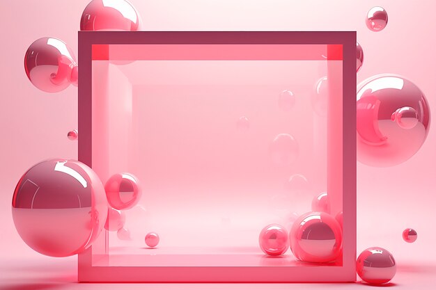 3D-Rendering einer quadratischen Form auf rosa Hintergrund