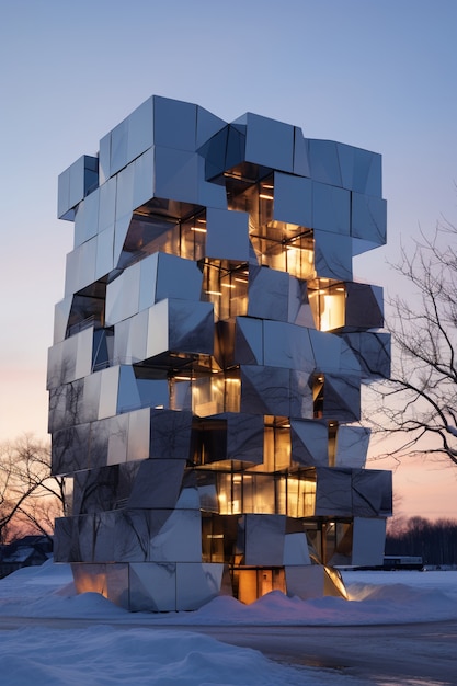 3D-Rendering eines abstrakten Gebäudes