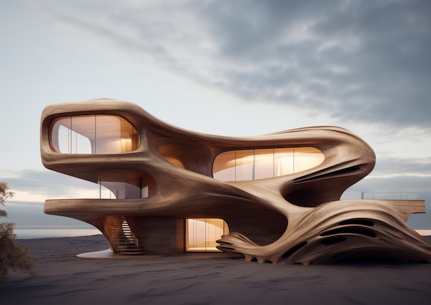 3D-Rendering eines abstrakten Gebäudes