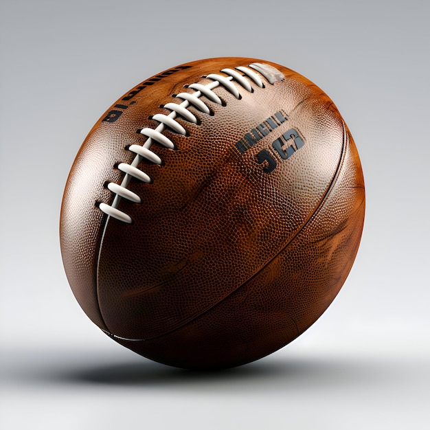 Kostenloses Foto 3d-rendering eines american-football-balls auf grauem hintergrund