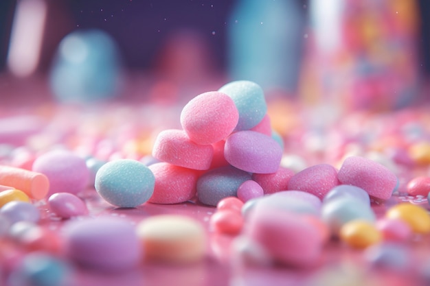 Kostenloses Foto 3d-rendering eines haufen süßigkeiten