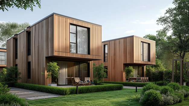 3D-Rendering eines Holzhauses