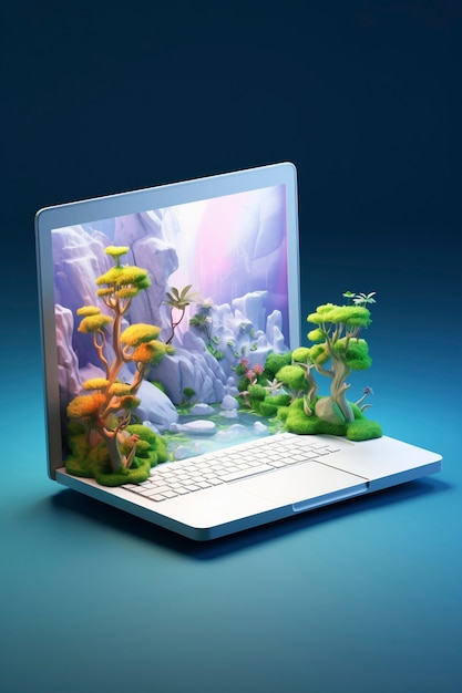 Kostenloses Foto 3d-rendering eines laptops