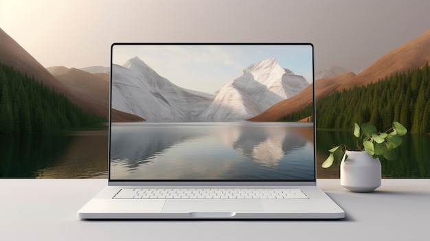 Kostenloses Foto 3d-rendering eines laptops