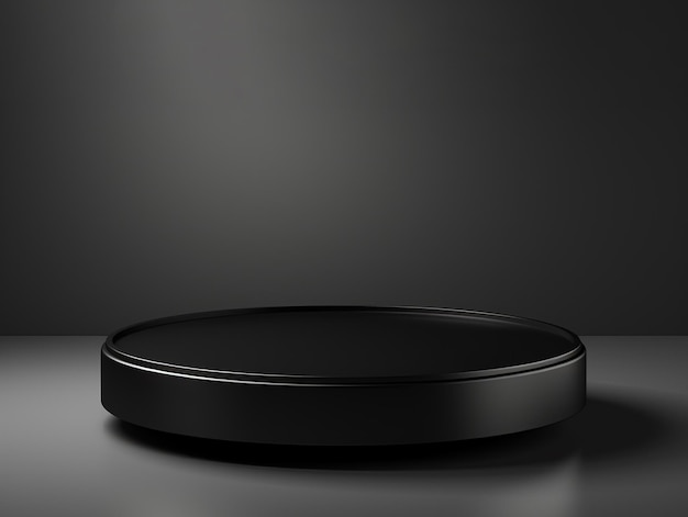 Kostenloses Foto 3d-rendering eines leeren einfachen schwarzen podiums für die produktdarstellung auf schwarzem hintergrund