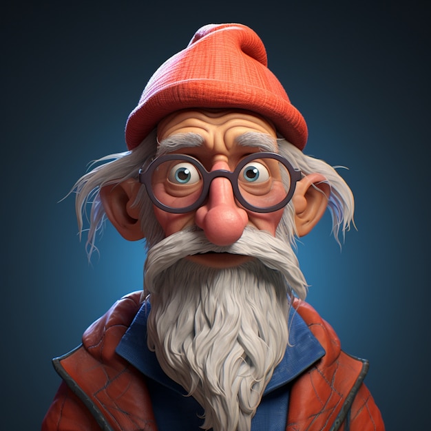3D-Rendering eines Porträts einer älteren Person