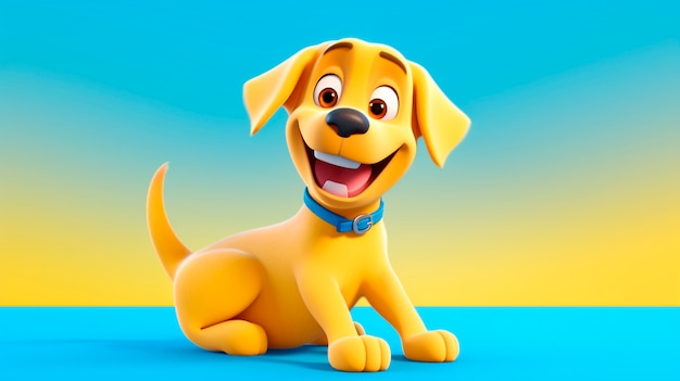 3D-Rendering eines Zeichentrick-Hundesporträts