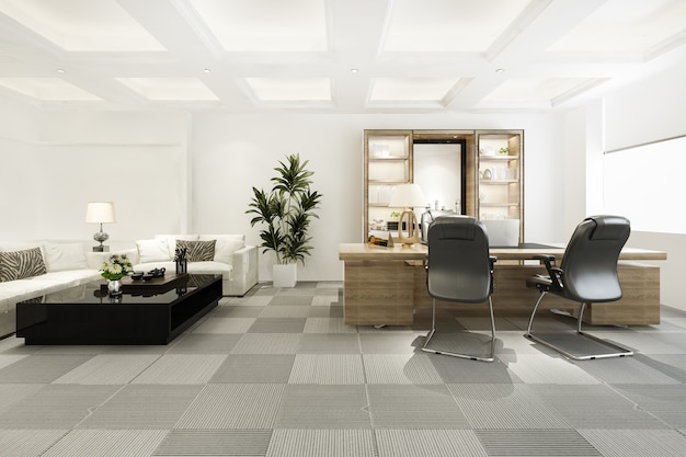 3D-Rendering Luxus-Business-Meeting- und Arbeitsraum im Executive Office