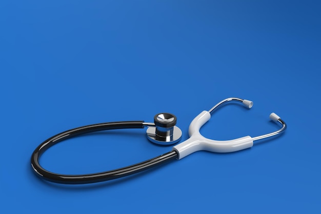 3D-Rendering realistisches medizinisches Stethoskop auf farbigem Hintergrund