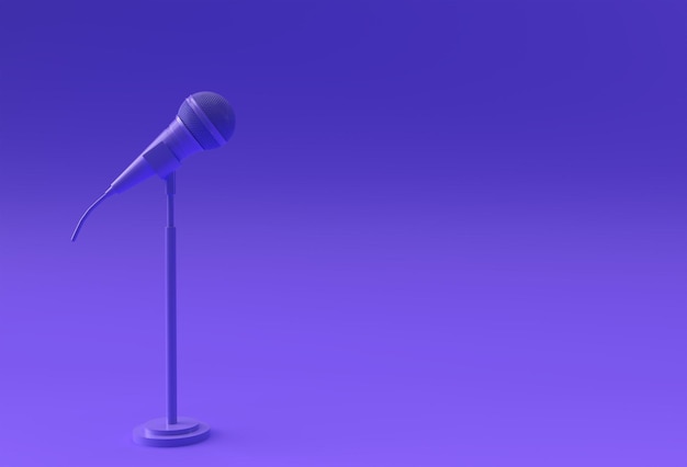 3D-Rendering Retro-Mikrofon auf kurzem Bein und Standmusikpreis-Modellvorlage Karaoke-Radio und Tonstudio-Tongeräte