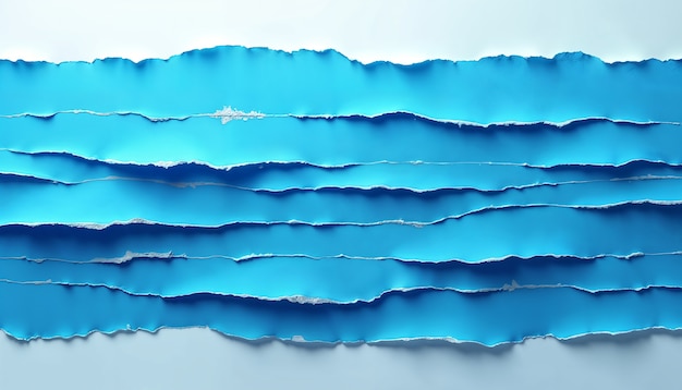 3D-Rendering von blauem zerrissenen Papier