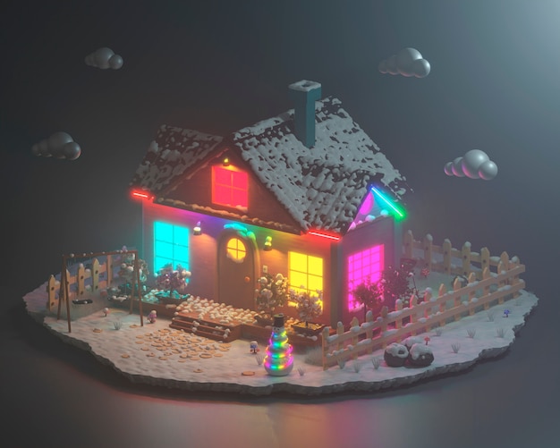 3D-Rendering von Cartoon-Haus