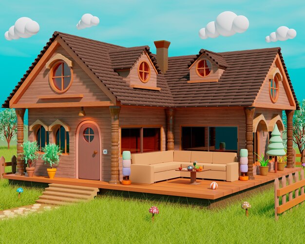 3D-Rendering von Cartoon-Haus