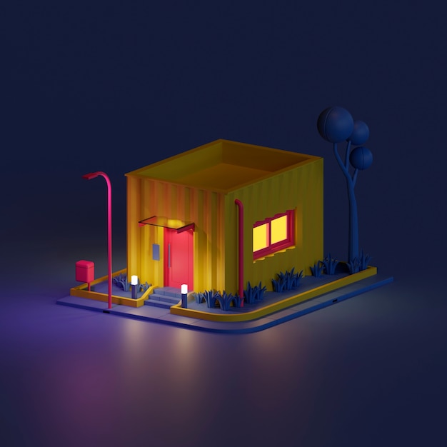 3D-Rendering von Cartoon-Haus