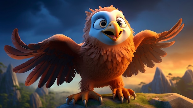 3D-Rendering von Cartoon wie Adler