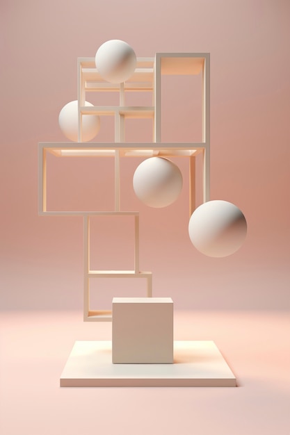 3D-Rendering von geometrischen Formen Skulptur