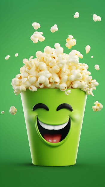 3D-Rendering von Popcorn-Charakter