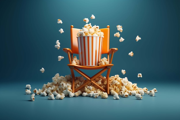 3D-Rendering von Popcorn-Snacks für Filme