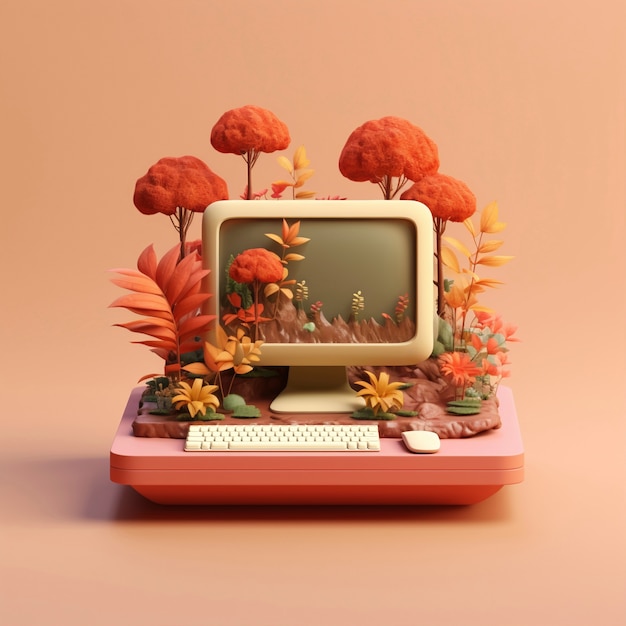 3D-Rendering von Retro-Computer