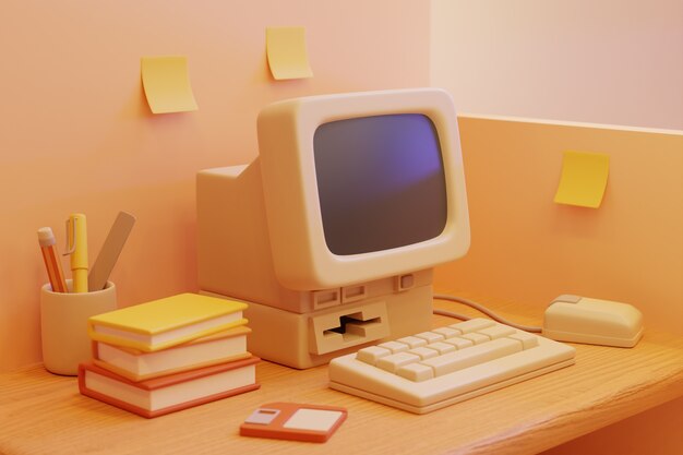 3D-Rendering von Retro-Computer