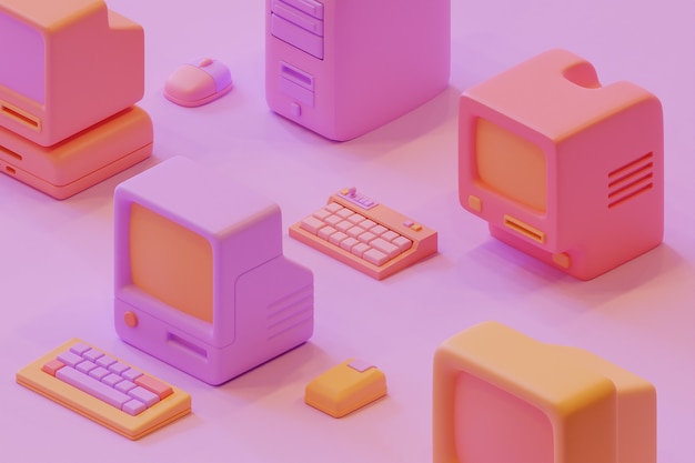 3D-Rendering von Retro-Computern