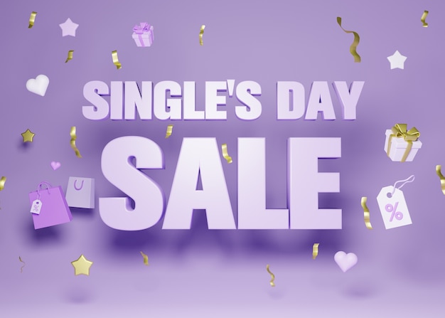 Kostenloses Foto 3d-rendering von singles day sales