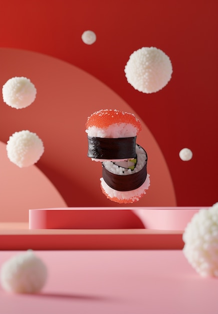 Kostenloses Foto 3d-rendering von sushi