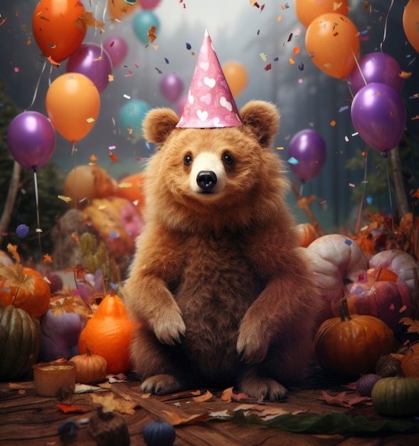 3D-Rendering von Waldbären, die feiern