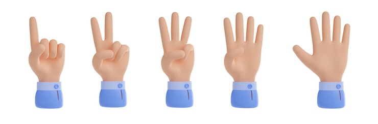 Kostenlose Foto 3d-rendering zählen fingersatz von hände zählen