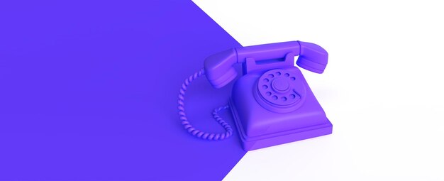 3D-Renderkonzept des alten Telefons 3D-Kunstdesignillustration