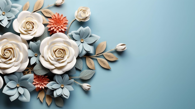 Kostenloses Foto 3d-rosenblumen-hintergrund mit kopierraum