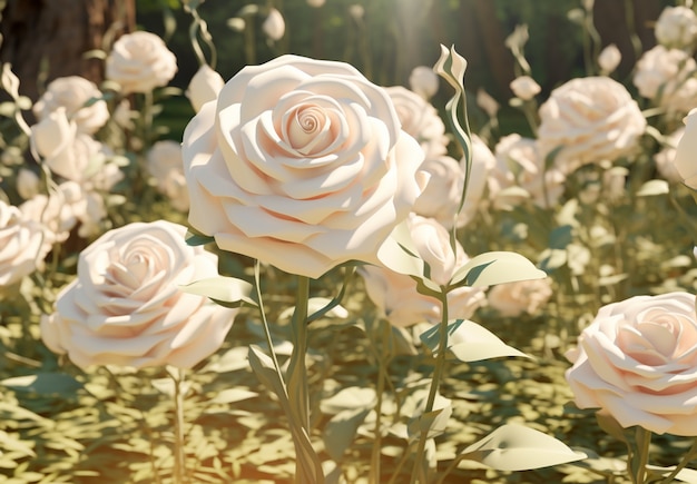 Kostenloses Foto 3d-rosenblumenarrangement