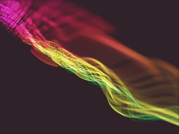 Kostenloses Foto 3d-science-fiction-hintergrund leuchtender cyberpartikel