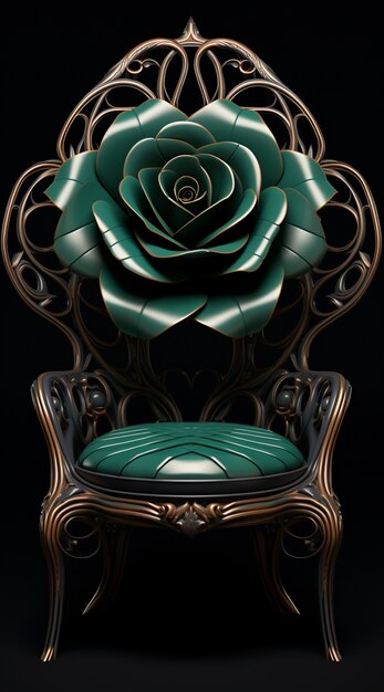 3D-Sessel mit Rosenblumen-Ornamenten
