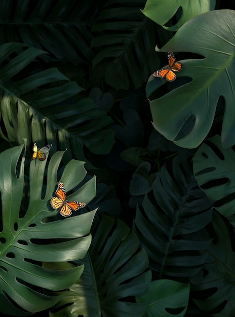 3D-Sortiment aus grünen Palmblättern