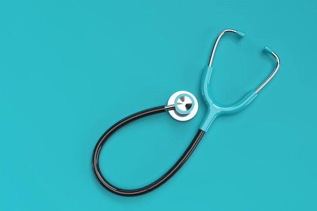 3d übertragen realistisches medizinisches Stethoskop auf farbigem Hintergrund.