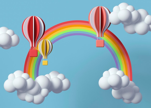 3D-Wolken und Heißluftballons