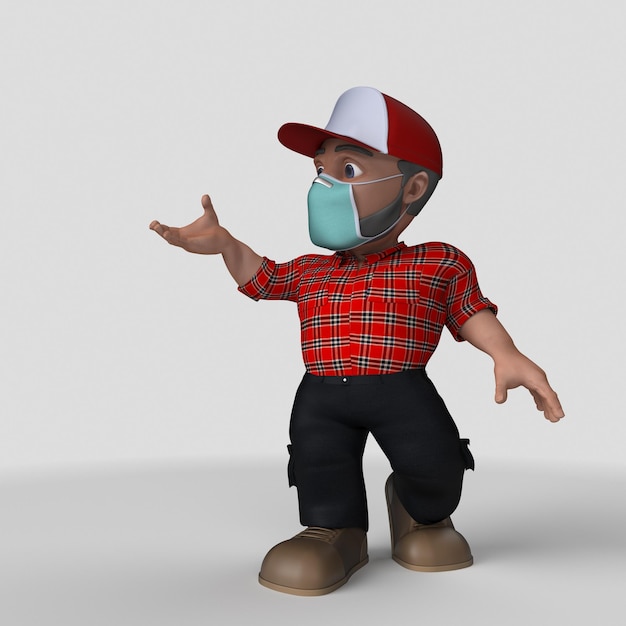 3D-Zeichentrickfigur Holzfäller