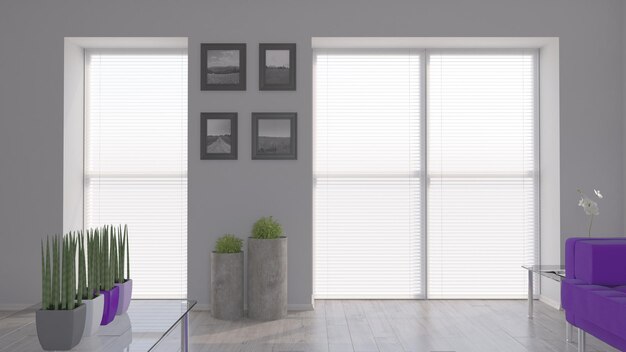 3D-Zeitgenössisches Wohnzimmer Interieur und moderne Möbel