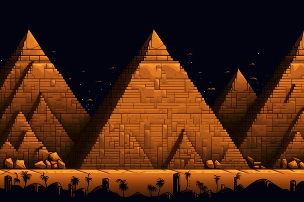 8-Bit-Grafikpixelszene mit Pyramiden