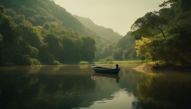 Abenteuer auf ruhigem Wasser, Rudern durch von KI erzeugten Nebel