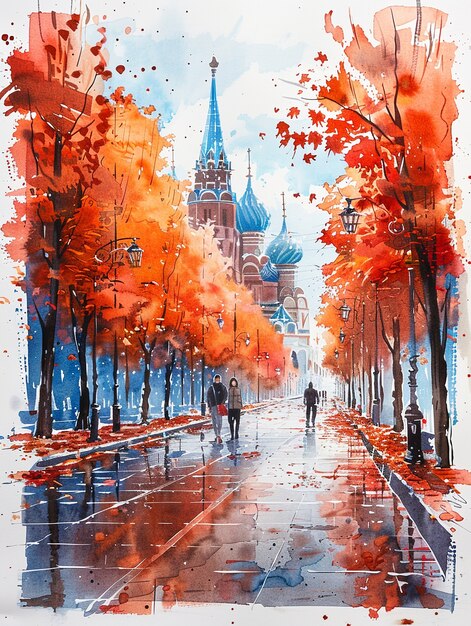 Abgebildete Aquarell-Stadt